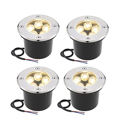 WZYDYDY 4Stk. 5W Bodeneinbaustrahler LED 230V AC IP67 450 Lumen Gartenbeleuchtung Lampe for Aussen eignet Sich for Rasen Garten Terrassendekoration Beleuchtung(Blue Light,1W) von WZYDYDY