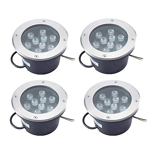 WZYDYDY 4er Set LED Bodeneinbaustrahler Set mit rund IP67 Blende Edelstahl 60 ° Abstrahlwinkel wasserdicht [Bodeneinbauleuchte Bodenleuchte Bodenlampe](Yellow Light,1W) von WZYDYDY