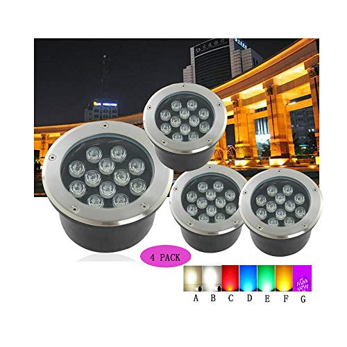WZYDYDY Bodenleuchte Eingebettet Wasserdichtes IP67 AC110-220V Draussen Quadrat Garten Landschaft Terrasse Runden, 7 Farben, 10 Leistung, 4er Pack(F,36W) von WZYDYDY
