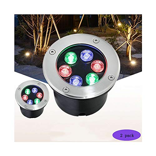 WZYDYDY Bodenleuchte Wasserdichtes IP67 AC110-220V Garten Terrasse Bäume, 3-fach, Siebenfarbenlicht, 2er-Pack [Energieeffizienzklasse AA +](18W) von WZYDYDY