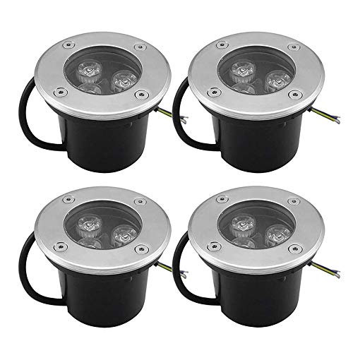 WZYDYDY Gartenbeleuchtung,Bodenlampe for Garten, AC85-265V Warmes Licht Eingebettet Außenbeleuchtung wasserdicht rostfreier Stahl Gehärtetes Glas Hofscheinwerfer, 4 Packung von WZYDYDY