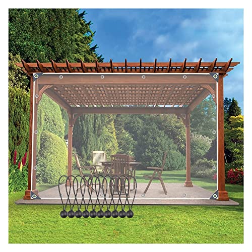 Durchsichtige Planenvorhänge für Den Außenbereich, 0,35mm wasserdichte PVC Plane mit Ösen, Pergola, Veranda, Pavillon, Transparente Seitenteile, Wetterfest ( Farbe : Clear , Größe : 320x250cm(10.5*7.2 von WZYJLyds