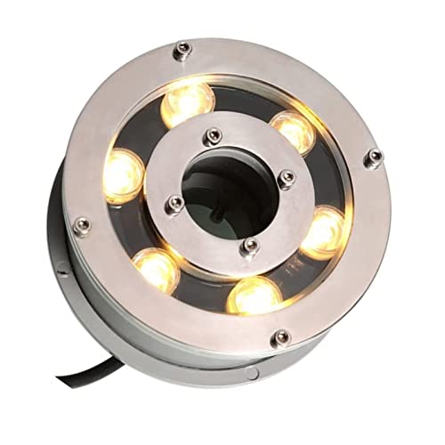 WZYJLyds LED Ring Brunnen Beleuchtung Licht, Einbaustrahler Unterwasser, LED-Ring-Brunnen-Unterwasserlicht, 6W IP68 wasserdichte Tauchlicht-Brunnen-Lampe, 7 Farben(Kaltes Weiß,85-265V) von WZYJLyds