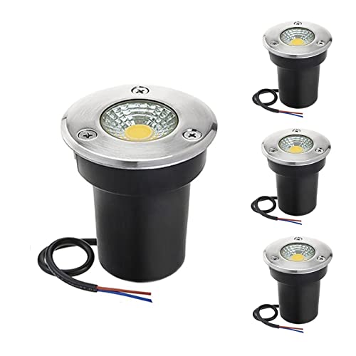 WZYJLyds Led Bodeneinbaustrahler 3W Mini Bodenstrahler Außen IP67 Wasserdicht bodenleuchten für Terrasse, Garten, Passage Dekoration(Warm White Light,220V) von WZYJLyds
