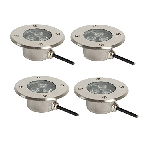 WZYJLyds Led Bodeneinbaustrahler 3W Schwimmbad-Unterwasserleuchten IP68 Wasserdicht Bodenstrahler for Draußen, Terrasse, Garten, Deck(Kaltes Weiß,24V) von WZYJLyds