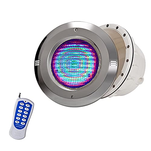 WZYJLyds Led Poolscheinwerfer mit Nische PAR56 Edelstahlmaterial 12V AC IP68 Versenkte Unterwasserlampe für Schwimmbad mit Folientyp 100% Wasserdicht(RGB + Fernbedienung,12W) von WZYJLyds