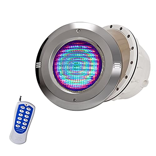 WZYJLyds Led Poolscheinwerfer mit Nische PAR56 Edelstahlmaterial 12V AC IP68 Versenkte Unterwasserlampe für Schwimmbad mit Folientyp 100% Wasserdicht (Farbe : RGB + Fernbedienung, Größe : 18W) von WZYJLyds