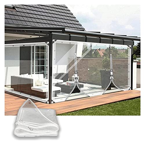 WZYJLyds Outdoor Wetterfeste Vorhänge, mit Reißverschlusstür Pergola Seitenteil Transparent Wasserdicht PVC Plane für Pavillon, Terrasse, Anpassbar von WZYJLyds