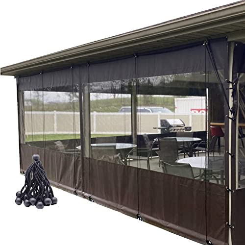 WZYJLyds Outdoor Winter Wetterfeste Vorhänge Anpassbar Pergola Seitenteil transparent wasserdicht 0,5mm PVC mit Ösen für Pavillon, Terrasse, Deck (Farbe : Transparent+grau, Größe : 1.20x2m) von WZYJLyds