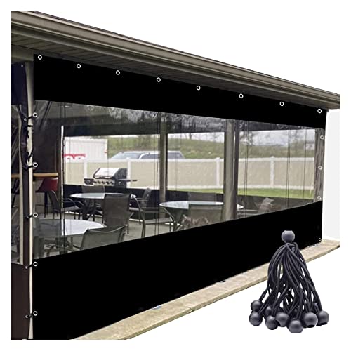 WZYJLyds Transparente wasserdichte Vorhänge für den Außenbereich, Pergola-Seitenwandabdeckung mit Ösen, für Terrasse, Garten, Abstellraum Vorhang (Farbe : Transparent+schwarz, Größe : 1.20x2m) von WZYJLyds