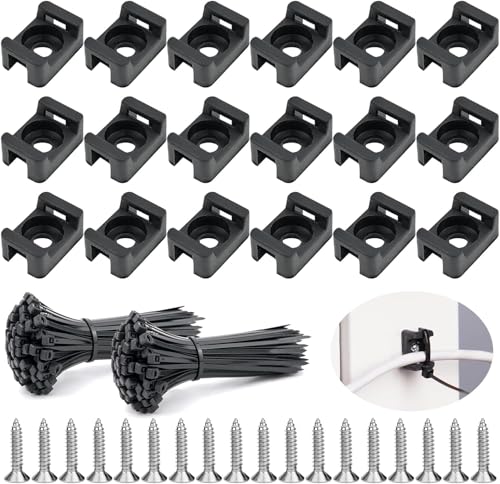 WZYTEU 200 Stk Kabelhalter, 15x10x7mm Nylon Schraubsockel, mit 200 Stk Kabelbinder, 200 Stk Schrauben, Kabelbinderhalter für Kabelmanagement Hause, Büro WZYTEU 200 Stk Kabelhalter, 15x10x7mm Nylon Schraubsockel, mit 200 Stk Kabelbinder, 200 Stk Schrauben, Kabelbinderhalter für Kabelmanagement Hause, Büro von WZYTEU
