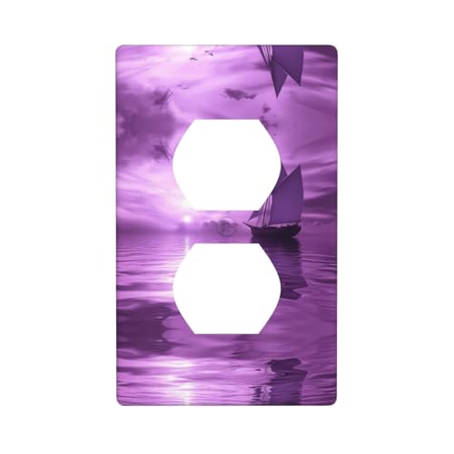 Duplex-Steckdose, dekorative Wandplatte, elektrische Steckdose, Lichtschalter, hochwertige Frontplatte, Schalterplatte für Heimdekoration, 11,4 x 7 cm, violettes Meeresbild Duplex-Steckdose, dekorative Wandplatte, elektrische Steckdose, Lichtschalter, hochwertige Frontplatte, Schalterplatte für Heimdekoration, 11,4 x 7 cm, violettes Meeresbild von WZYWHJ