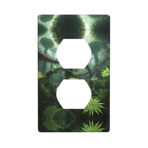 Duplex-Steckdose, dekorative Wandplatte, elektrische Steckdose, Lichtschalter-Abdeckung, Kunst-Blende, Schalterplatte für Heimdekoration, 11,4 x 7 cm, Farnwald-Drucke Duplex-Steckdose, dekorative Wandplatte, elektrische Steckdose, Lichtschalter-Abdeckung, Kunst-Blende, Schalterplatte für Heimdekoration, 11,4 x 7 cm, Farnwald-Drucke von WZYWHJ
