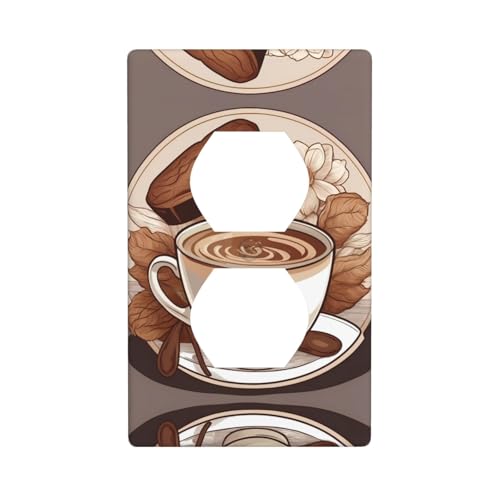 Duplex-Steckdose, dekorative Wandplatte, elektrische Steckdose, Lichtschalter-Abdeckung, Kunst-Blende, Schalterplatte für Heimdekoration, 11,4 x 7 cm, Kaffee-Milchdrucke Duplex-Steckdose, dekorative Wandplatte, elektrische Steckdose, Lichtschalter-Abdeckung, Kunst-Blende, Schalterplatte für Heimdekoration, 11,4 x 7 cm, Kaffee-Milchdrucke von WZYWHJ