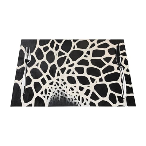 Gewebtes Tischset, 1 Stück, hitzebeständig, leicht zu reinigen, geeignet für Partys im Freien, lässige Küchendekoration, Tischzubehör, 30,5 x 45,7 cm, schwarz-weißes Raster Gewebtes Tischset, 1 Stück, hitzebeständig, leicht zu reinigen, geeignet für Partys im Freien, lässige Küchendekoration, Tischzubehör, 30,5 x 45,7 cm, schwarz-weißes Raster von WZYWHJ