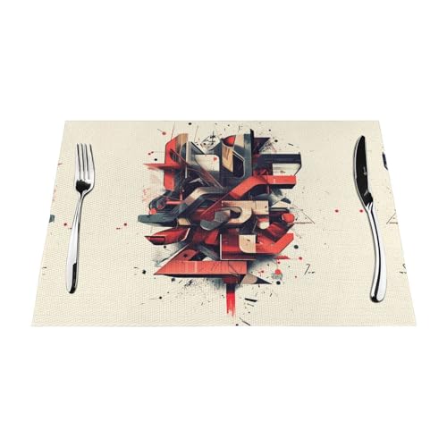Gewebtes Tischset, hitzebeständig, leicht zu reinigen, geeignet für Partys im Freien, lässige Küchendekoration, Tischzubehör, 30,5 x 45,7 cm, Logo-Buchstaben-Drucke Gewebtes Tischset, hitzebeständig, leicht zu reinigen, geeignet für Partys im Freien, lässige Küchendekoration, Tischzubehör, 30,5 x 45,7 cm, Logo-Buchstaben-Drucke von WZYWHJ