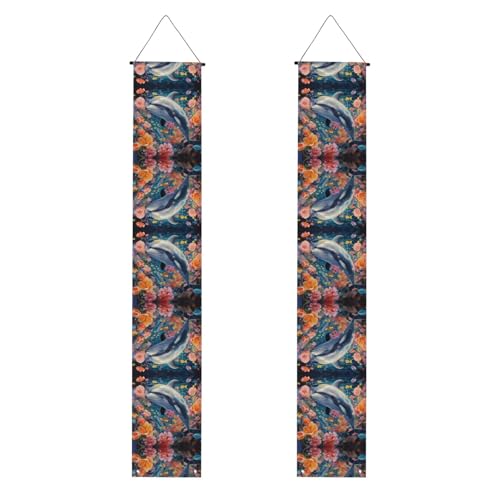 Veranda Banner WZYWHJ Delfine im Meer der Blumen Druck Dekor Wandbehang Banner Türschild für Outdoor Indoor Yard Party 12''x71'' Veranda Banner WZYWHJ Delfine im Meer der Blumen Druck Dekor Wandbehang Banner Türschild für Outdoor Indoor Yard Party 12''x71'' von WZYWHJ