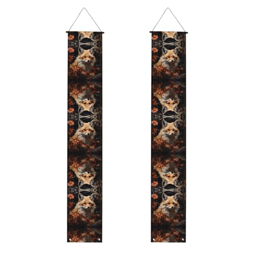 Veranda Banner WZYWHJ Fuchs und Blumen Drucke Dekor Wandbehang Banner Türschild für Outdoor Indoor Yard Party 30,5 x 180,9 cm von WZYWHJ