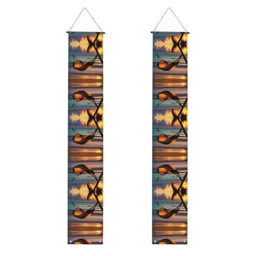 Veranda Banner WZYWHJ Sonnenuntergang Strand Hängematte Drucke Dekor Wandbehang Banner Türschild für Outdoor Indoor Yard Party 30,5 x 180,9 cm von WZYWHJ