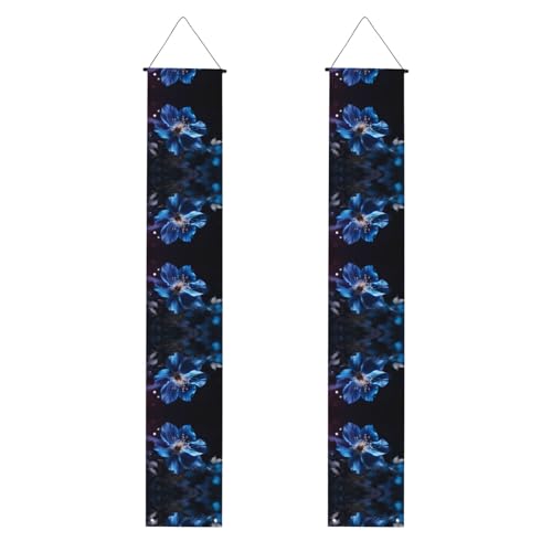 Veranda-Banner mit blauen Blumen im Dunkeln, Druckdekoration, Wandbehang, Banner, Türschild, für den Innen- und Außenbereich, Hof-Party, 30,5 x 180,9 cm von WZYWHJ