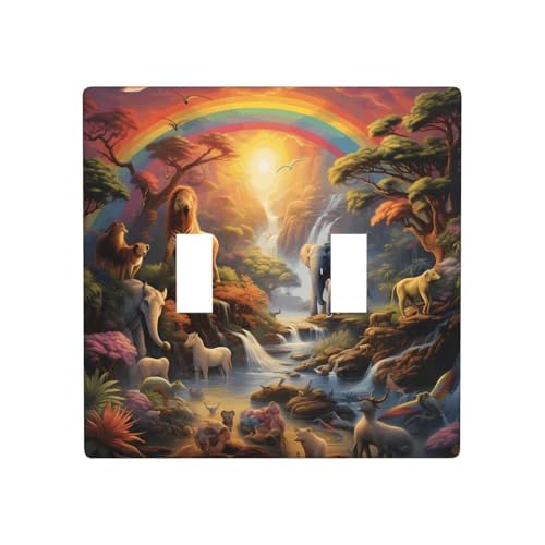 WZYWHJ Animal Park Under The Rainbow Pattern Thermoplastische Platte für Schalterabdeckung, dekorative Wandplatte, die nicht leicht beschädigt wird von WZYWHJ