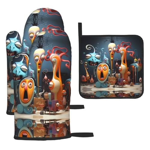 WZYWHJ Animation Art bedruckte Ofenhandschuhe und Topflappe, 3-teiliges Set, verdickter langer Küchenhandschuh WZYWHJ Animation Art bedruckte Ofenhandschuhe und Topflappe, 3-teiliges Set, verdickter langer Küchenhandschuh von WZYWHJ
