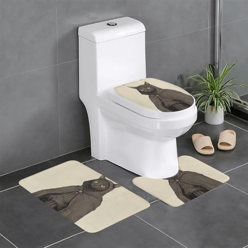 WZYWHJ Badematten-Set mit Katzenmotiv, hochwertig, langlebig, leicht zu reinigen, geeignet für Badezimmer und WC, 4 Stück von WZYWHJ