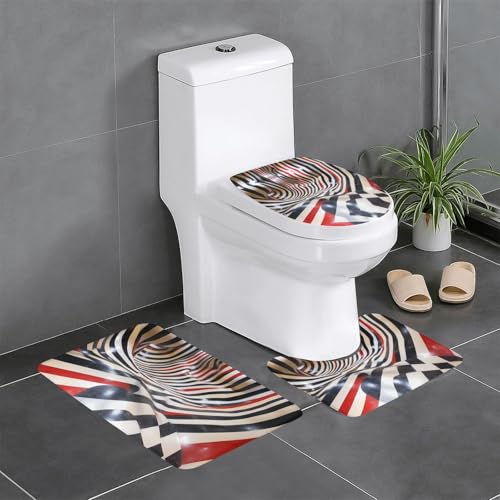 WZYWHJ Badezimmermatten-Set mit Gitter-Illusions-Bildern, rutschfest, langlebig, leicht zu reinigen, geeignet für Badezimmer und WC, 4 Stück WZYWHJ Badezimmermatten-Set mit Gitter-Illusions-Bildern, rutschfest, langlebig, leicht zu reinigen, geeignet für Badezimmer und WC, 4 Stück von WZYWHJ