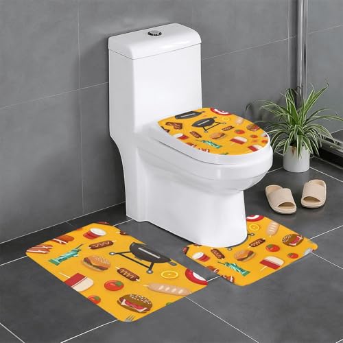 WZYWHJ Badezimmermatten-Set mit Grill-/Picknick-Aufdruck, rutschfest, langlebig, leicht zu reinigen, geeignet für Bad und WC, 4 Stück WZYWHJ Badezimmermatten-Set mit Grill-/Picknick-Aufdruck, rutschfest, langlebig, leicht zu reinigen, geeignet für Bad und WC, 4 Stück von WZYWHJ