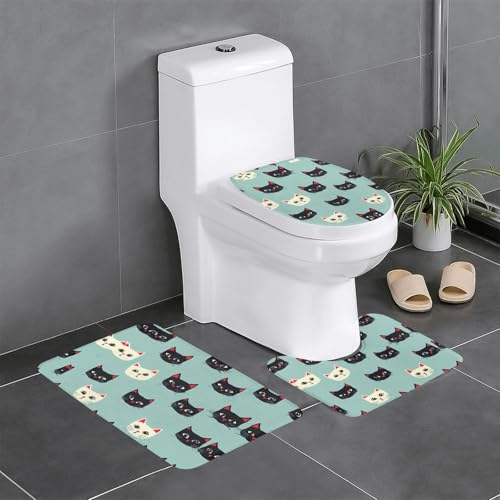 WZYWHJ Badezimmermatten-Set mit Kätzchen-Muster, Bildqualität, 4 Stück, langlebig, leicht zu reinigen, geeignet für Badezimmer und WC von WZYWHJ