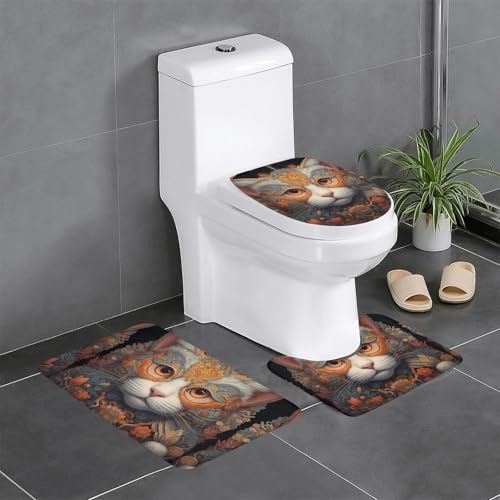 WZYWHJ Badezimmermatten-Set mit Katzenaugen-Motiv, rutschfest, langlebig, leicht zu reinigen, geeignet für Badezimmer und WC, 4 Stück WZYWHJ Badezimmermatten-Set mit Katzenaugen-Motiv, rutschfest, langlebig, leicht zu reinigen, geeignet für Badezimmer und WC, 4 Stück von WZYWHJ