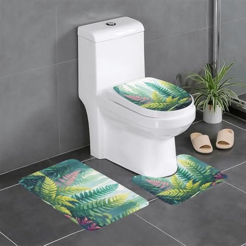 WZYWHJ Badezimmermatten-Set mit Kristall-Farn-Aufdruck, rutschfest, langlebig, leicht zu reinigen, geeignet für Badezimmer und WC, 4 Stück WZYWHJ Badezimmermatten-Set mit Kristall-Farn-Aufdruck, rutschfest, langlebig, leicht zu reinigen, geeignet für Badezimmer und WC, 4 Stück von WZYWHJ