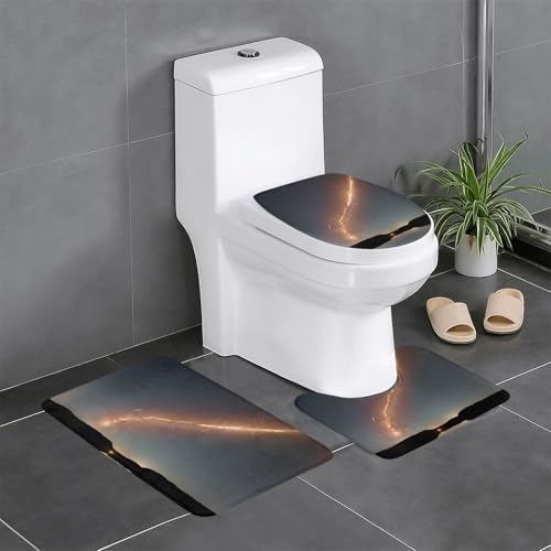 WZYWHJ Badezimmermatten-Set mit Meteorschauer-Motiv, hochwertig, langlebig, leicht zu reinigen, geeignet für Badezimmer und WC, 4 Stück von WZYWHJ