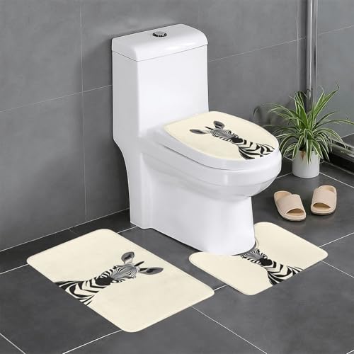 WZYWHJ Badezimmermatten-Set mit einfachem Zebra-Muster, hochwertig, langlebig, leicht zu reinigen, geeignet für Bad und WC, 4 Stück WZYWHJ Badezimmermatten-Set mit einfachem Zebra-Muster, hochwertig, langlebig, leicht zu reinigen, geeignet für Bad und WC, 4 Stück von WZYWHJ