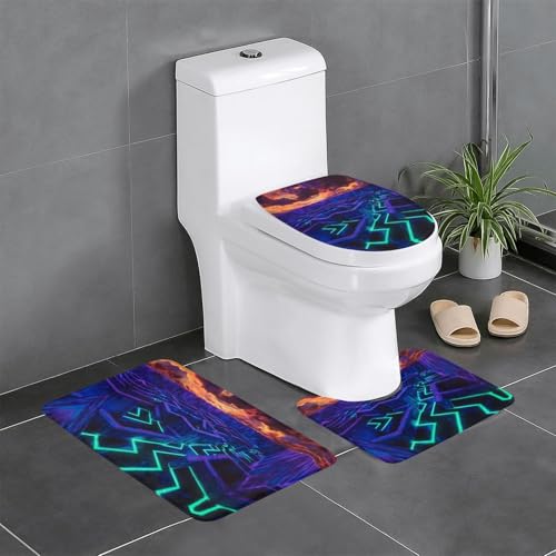 WZYWHJ Badezimmermatten-Set mit fluoreszierendem Labyrinth-Muster, rutschfest, langlebig, leicht zu reinigen, geeignet für Bad und WC, 4 Stück von WZYWHJ