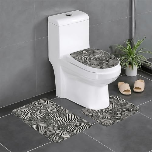 WZYWHJ Badezimmermatten-Set mit minimalistischem Streifendruck, hochwertig, 4 Stück, langlebig, leicht zu reinigen, geeignet für Bad und WC von WZYWHJ