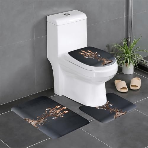 WZYWHJ Badezimmermatten-Set mit schönem Kerzenhalter-Druck, 3er-Set, rutschfest, langlebig, leicht zu reinigen, geeignet für Badezimmer und WC WZYWHJ Badezimmermatten-Set mit schönem Kerzenhalter-Druck, 3er-Set, rutschfest, langlebig, leicht zu reinigen, geeignet für Badezimmer und WC von WZYWHJ
