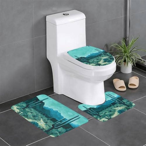 WZYWHJ Badezimmermatten-Set mit tiefem Kaktus-Wüstenmuster, rutschfest, langlebig, leicht zu reinigen, geeignet für Bad und WC, 4 Stück WZYWHJ Badezimmermatten-Set mit tiefem Kaktus-Wüstenmuster, rutschfest, langlebig, leicht zu reinigen, geeignet für Bad und WC, 4 Stück von WZYWHJ