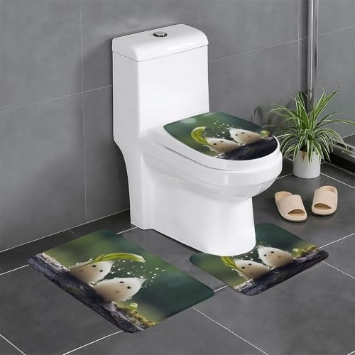 WZYWHJ Badteppich-Set mit Motiv "Little Frost in the Rain", rutschfest, langlebig, leicht zu reinigen, geeignet für Badezimmer und WC, 3 Stück von WZYWHJ