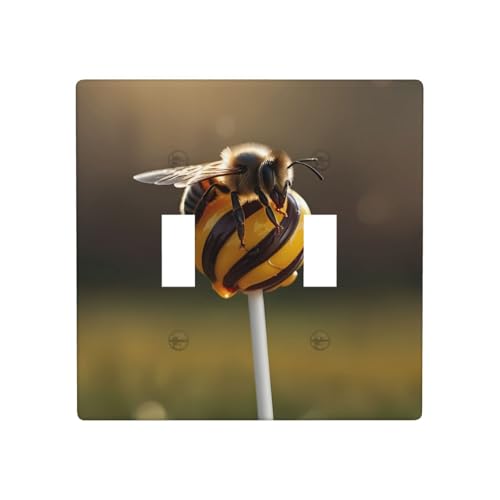 WZYWHJ Biene auf einem Lutschermuster, thermoplastische Platte für Schalterabdeckung, dekorative Wandplatte, die nicht leicht beschädigt wird WZYWHJ Biene auf einem Lutschermuster, thermoplastische Platte für Schalterabdeckung, dekorative Wandplatte, die nicht leicht beschädigt wird von WZYWHJ