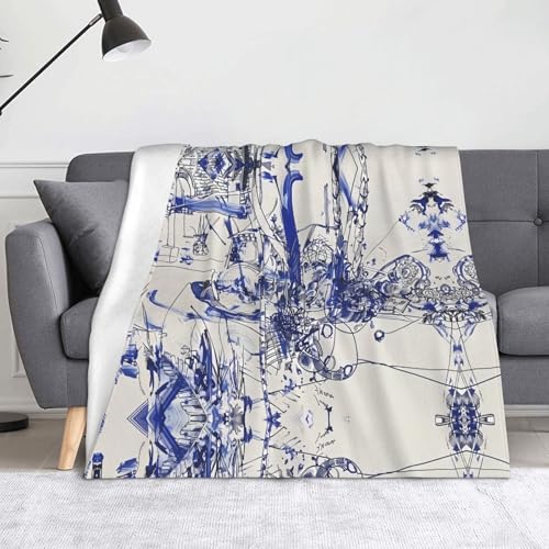 WZYWHJ Blaue Graffiti-Flanelldecke - Weiche und strapazierfähige Winterdecke für Zuhause und Reisen von WZYWHJ