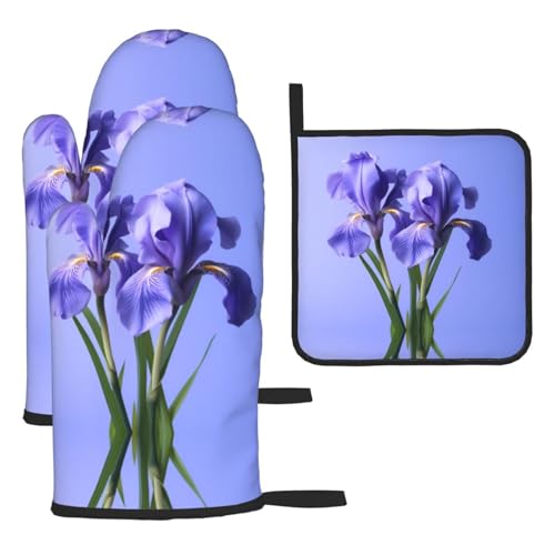 WZYWHJ Bloom Ofenhandschuhe und Topflappe, 3-teiliges Set, verdickter langer Küchenhandschuh, lila Blume WZYWHJ Bloom Ofenhandschuhe und Topflappe, 3-teiliges Set, verdickter langer Küchenhandschuh, lila Blume von WZYWHJ