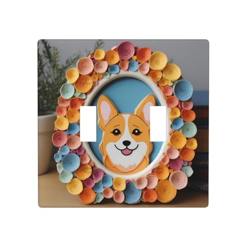 WZYWHJ Buntes Corgi-Bilderrahmen-Muster, thermoplastische Platte für Schalterabdeckung, dekorative Wandplatte, die nicht leicht beschädigt wird von WZYWHJ