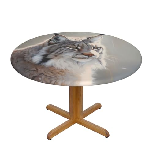 WZYWHJ Canada Lynx Tischdecke, rund, wasserdicht, knitterfrei, für Esstisch, Dekoration, Tischdecke von WZYWHJ
