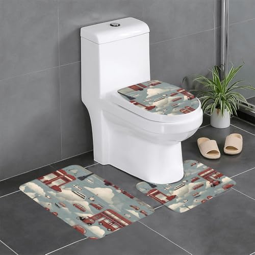 WZYWHJ Car In The Cloud Prints Qualitäts-Badematten-Set mit 4 Badezimmer-Fußmatten, langlebig, leicht zu reinigen, geeignet für Bad und WC von WZYWHJ