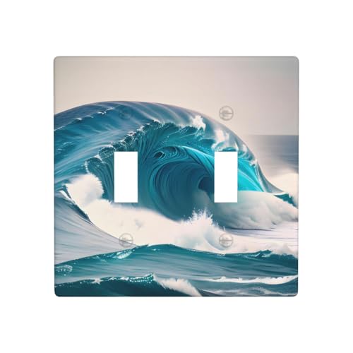 WZYWHJ Cartoon-blaues Meereswellenmuster, thermoplastische Platte für Schalterabdeckung, dekorative Wandblende, die nicht leicht beschädigt wird von WZYWHJ