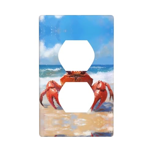 WZYWHJ Dekorative Wandplatte mit Doppelsteckdose, einfach zu installieren, ideal für Wohn- und Geschäftsbereiche, 11,4 x 7,9 cm, Krabben am Strand von WZYWHJ