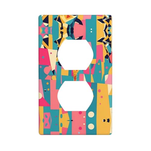WZYWHJ Dekorative Wandplatte mit Doppelsteckdose, einfach zu installieren, ideal für Wohn- und Geschäftsbereiche, 11,4 x 7,9 cm, Memphis-Giraffen-Drucke von WZYWHJ