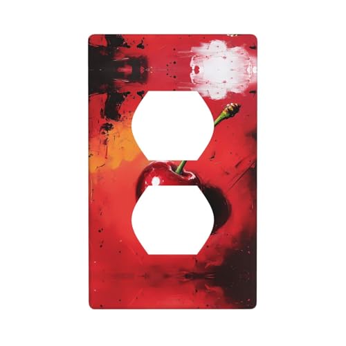 WZYWHJ Dekorative Wandplatte mit Doppelsteckdose, einfach zu installieren, ideal für Wohn- und Geschäftsbereiche, 11,4 x 7,9 cm, Ölgemälde, Kirschbild von WZYWHJ