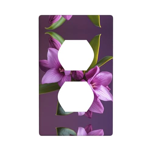 WZYWHJ Dekorative Wandplatte mit Doppelsteckdose, einfach zu installieren, ideal für Wohn- und Geschäftsbereiche, 11,4 x 7,9 cm, Platycodon Grandiflorum Bild von WZYWHJ